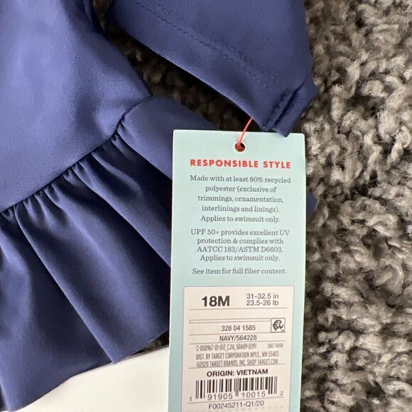 Cat & Jack Swim Suit Toddler Girls Size 18 Months 2 Piece Rash Guard Set UPF 50+ - Picture 3 of 6